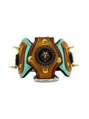 Wolf Figured Leather Luxury Spiked Dog Collar