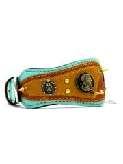 Wolf Figured Leather Luxury Spiked Dog Collar