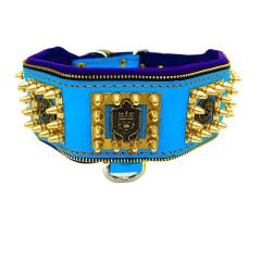 Blue Lion Head Exclusive Leather Dog Collar