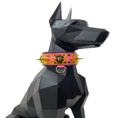Fuschia ''Venus'' Spiked Leather Dog Collar