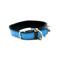 Blue ''Spartan'' Spiked Leather Dog Collar
