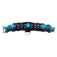 Blue Big Spiked Handmade Leather Dog Collar