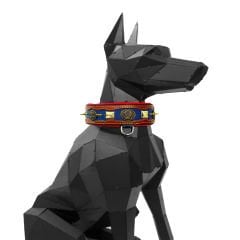 Brown-Navy Blue ''Zeus'' Leather Dog Collar