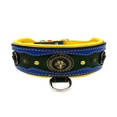 Blue-Dark Green ''Fenrir'' Leather Dog Collar