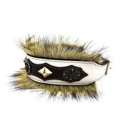 White-Brown ''King Lion'' Leather Dog Collar