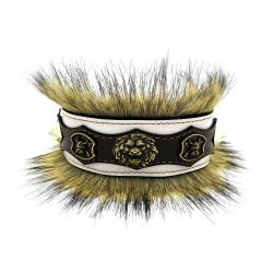 White-Brown ''King Lion'' Leather Dog Collar