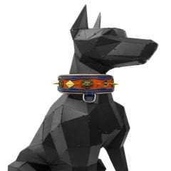 Brown ''Apollon'' Spiked Reflected Leather Dog Collar