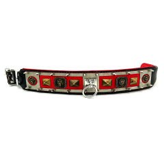 Red-Black ''Venom'' Leather Dog Collar