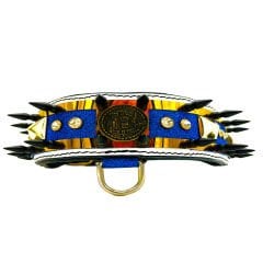 Navy Blue ''Aphrodite'' Spiked Silvery Leather Dog Collar
