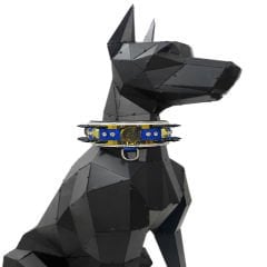 Navy Blue ''Aphrodite'' Spiked Silvery Leather Dog Collar