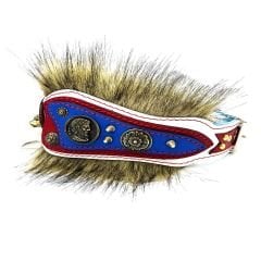 White ''Griffin'' Fur Leather Dog Collar