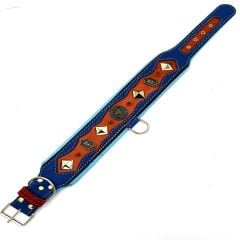 Brown-Dark Blue ''Desert Lion'' Leather Dog Collar