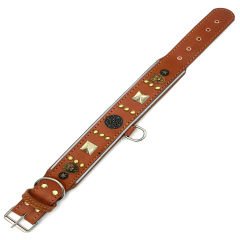 Brown ''Diana'' Reflected Leather Dog Collar