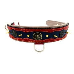Red-Navy Blue The ''Viking'' Spiked Dog Collar