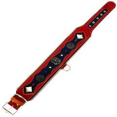 Red-Navy Blue The ''Viking'' Spiked Dog Collar