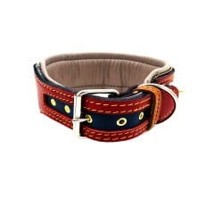 Red-Navy Blue The ''Viking'' Spiked Dog Collar