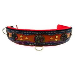 Navy Blue-Brown ''Zeus'' Leather Dog Collar