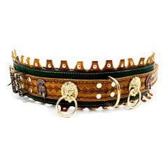 Brown-Khaki ''Ancient'' Leather Dog Collar