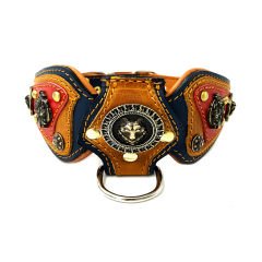 Navy Blue The ''Viking'' Leather Dog Collar