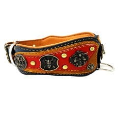 Navy Blue The ''Viking'' Leather Dog Collar