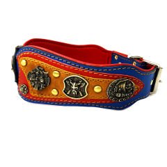 Blue The ''Viking'' Leather Dog Collar