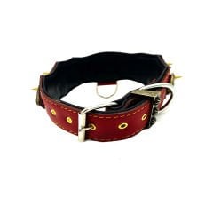 Red ''Fenrir'' Spiked Leather Dog Collar