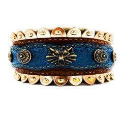 Blue ''Huge'' Wolf Head Dog Collar