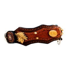 Brown Exclusive ''Aztec'' Leather Dog Collar