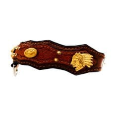 Brown Exclusive ''Aztec'' Leather Dog Collar