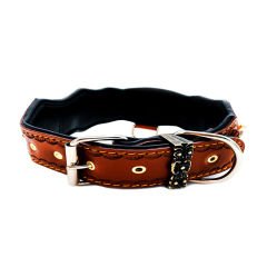Brown Exclusive ''Aztec'' Leather Dog Collar