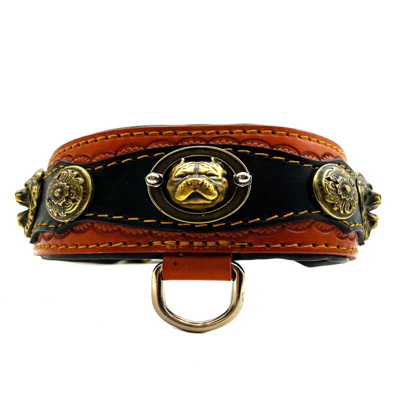 Brown ''Mars'' American Bully Leather Dog Collar
