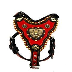 Red Exclusive ''Hercules'' Leather Dog Harness