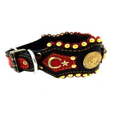 Star and Crescent ''Giant'' Leather Dog Collar