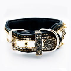Yellow ''Evenstar'' Reflected Leather Dog Collar