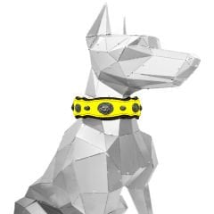 Yellow Soft Textured Tiger Head Leather Dog Collar
