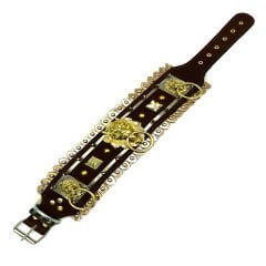 Brown ''Nemean'' Lion Leather Dog Collar