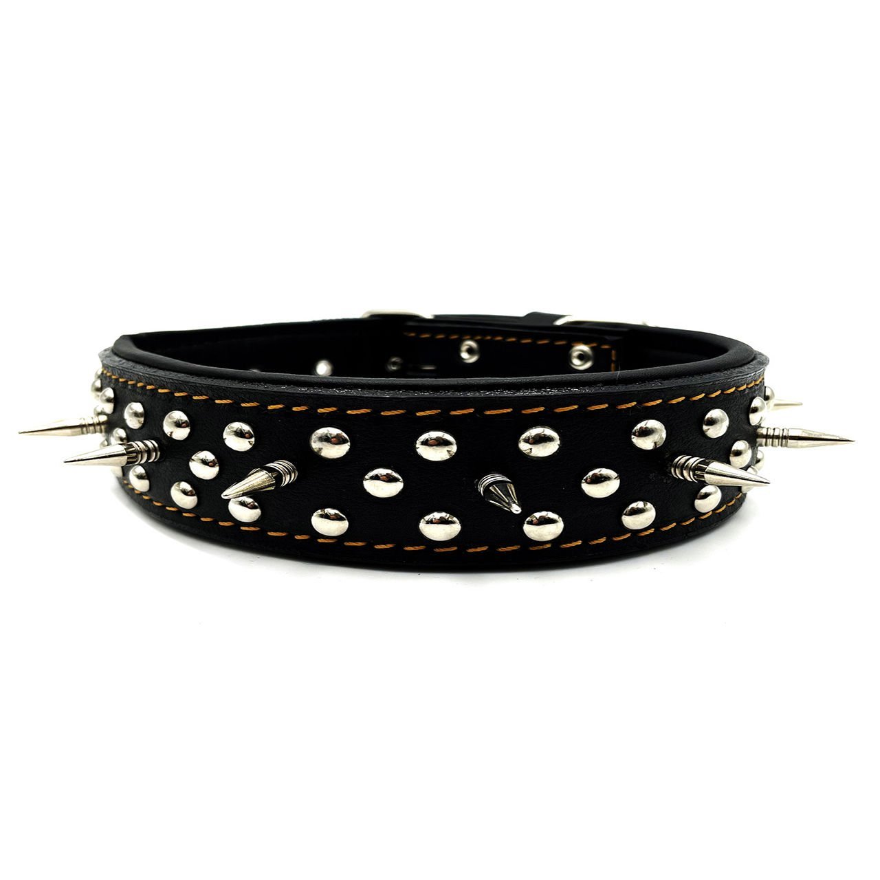 Black Spiked ''Danger'' Leather Dog Collar