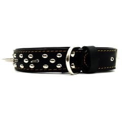 Black Spiked ''Danger'' Leather Dog Collar