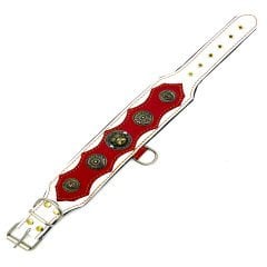 Red-White American Bully Leather Dog Collar