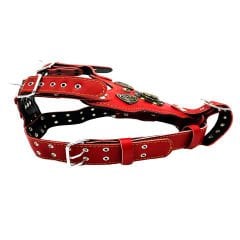 Red ''Prometheus'' Leather Dog Harness