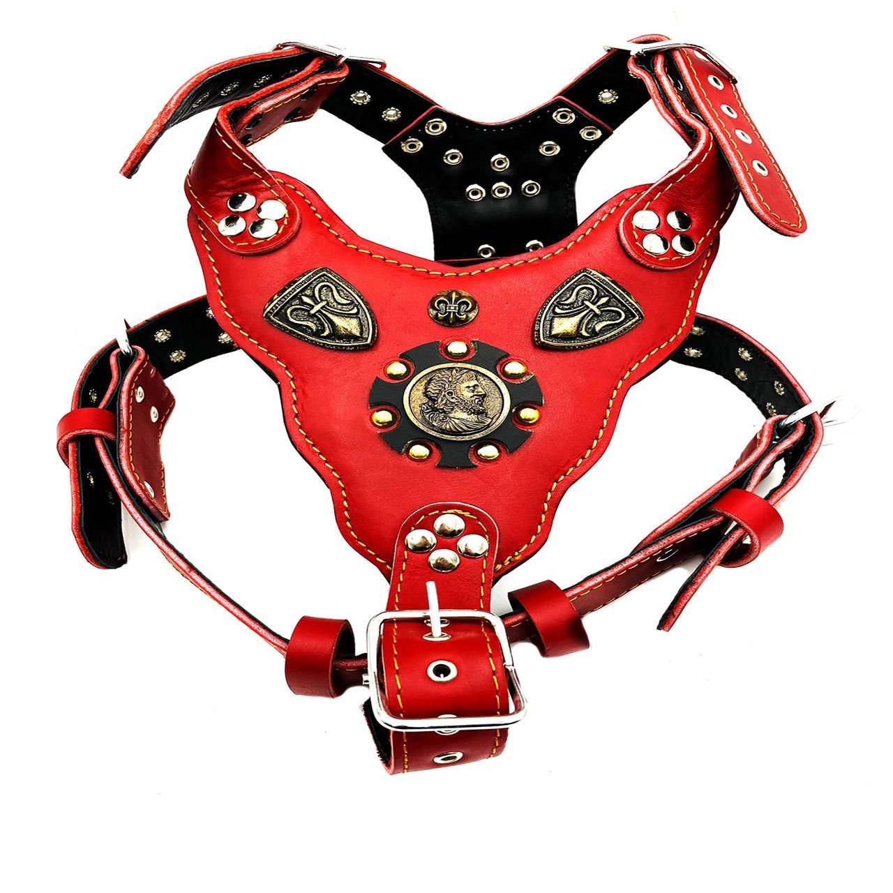 Red ''Prometheus'' Leather Dog Harness