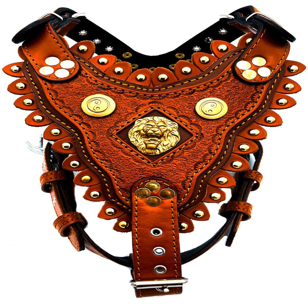 Brown Exclusive ''Aztec'' Leather Dog Harness
