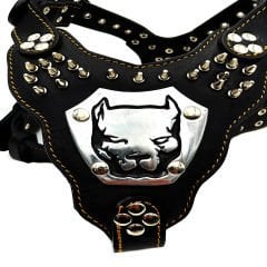 Black ''Gladiator'' Leather Dog Harness