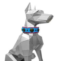 Pink-Blue The ''Hera'' Leather Dog Collar