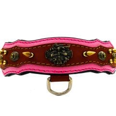 Pink-Brown ''Athena'' Spiked Leather Dog Collar