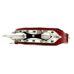 Black-Red Silver Tones Big Spiked Handmade Leather Dog Collar