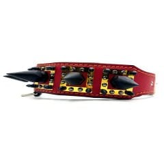 Red-Black Special Design Big Spiked Handmade Leather Dog Collar Necklace
