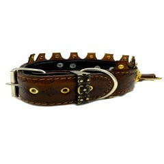 Brown Ancient Design American Bully Head Handmade Leather Dog Collar
