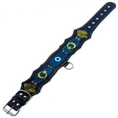 Evil Eye Beaded Handmade Leather Dog Collar
