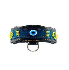 Evil Eye Beaded Handmade Leather Dog Collar